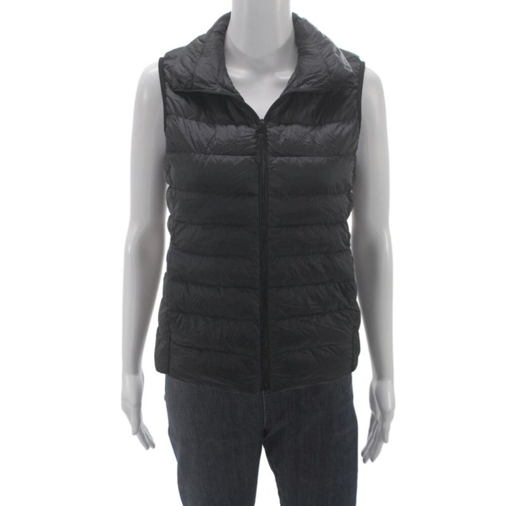 Uniqlo Womens Black Nylon Puffer Vest Zip Sleeveless Size S